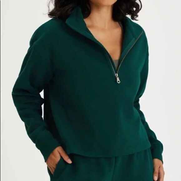 Girlfriend Collective 50/50 Half-zip Sweatshirt, Biome size 6XL - Picture 9 of 10